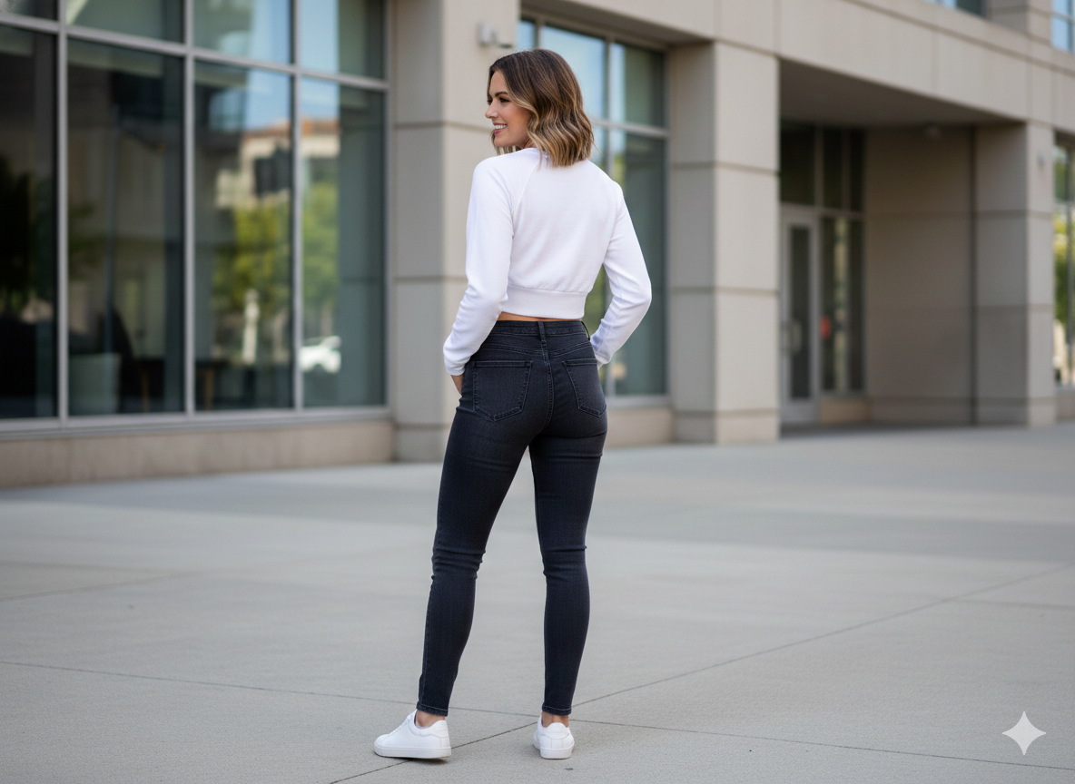 Recycled long-sleeve crop top